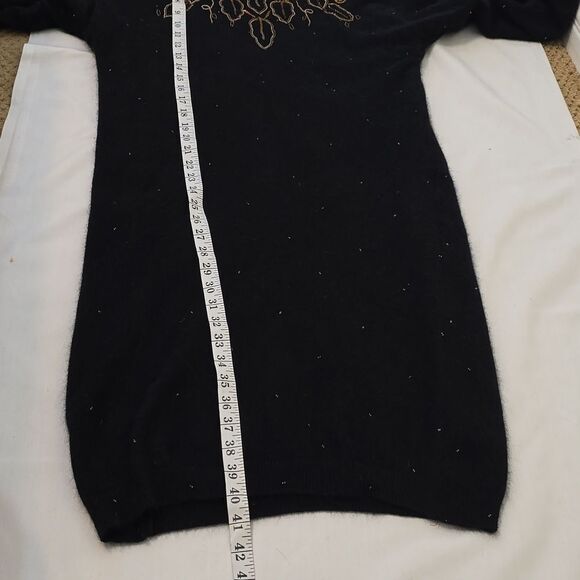 Cee Gee By Sue Wong Vintage Black Lambswool Blend Sweater Dress S - Picture 5 of 9